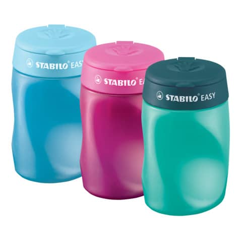 Temperamatite a 3 fori Stabilo Easy con serbatoio per mancini - conf. 3 pezzi - 4501/2